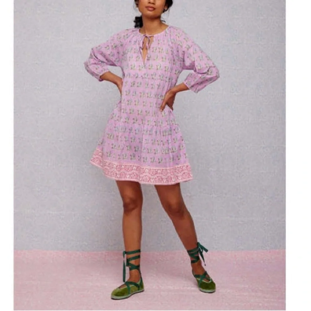 SZ Blockprints Priya dress violet paisley cotton gauze Medium - Picture 7 of 7